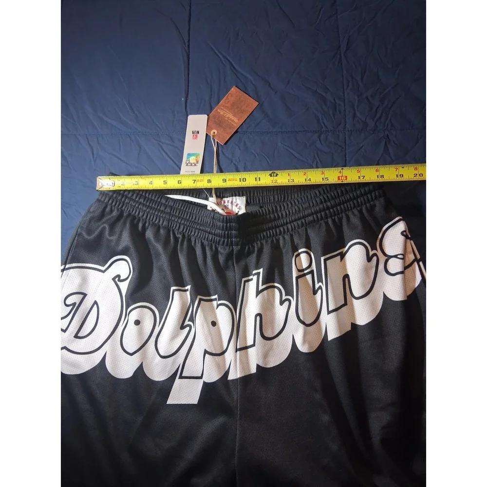 NFL Throwbacks Miami Dolphins Mesh Basketball Shorts Black‎ White Mens 2XL New